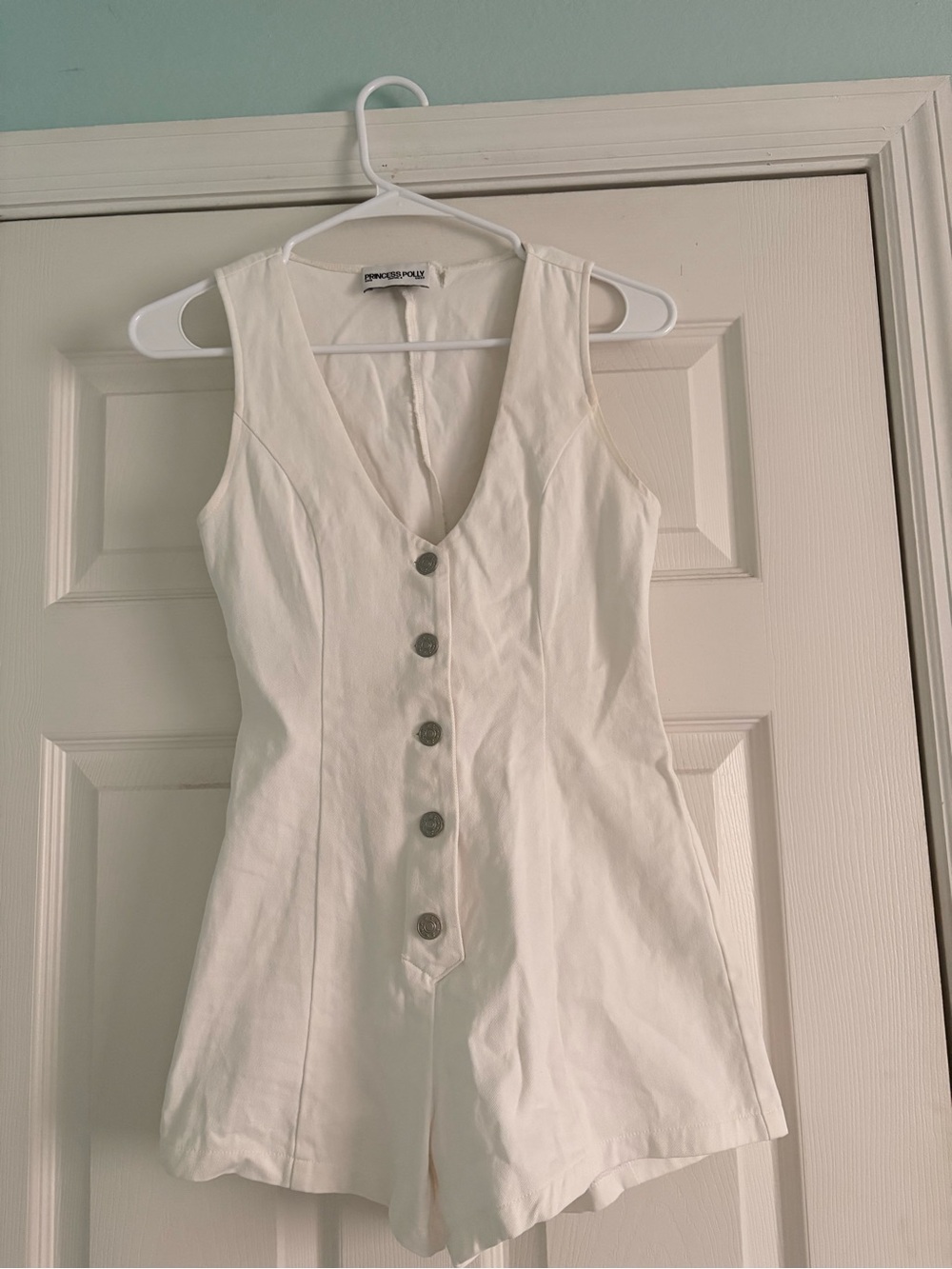 Princess Polly White Button-Front Sleeveless Mini Dress